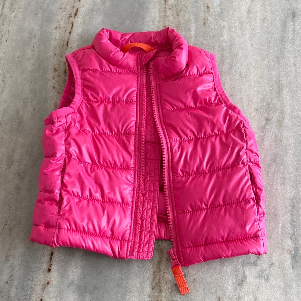Primary Pink Puffer Vest for Baby